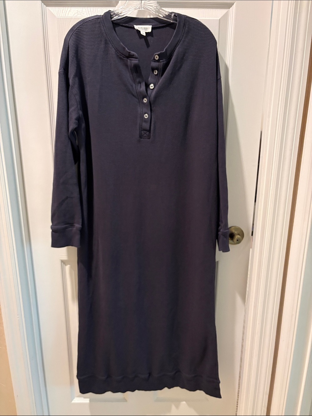 Haven Well Within Ribbed Henley Sleepdress - Charcoal